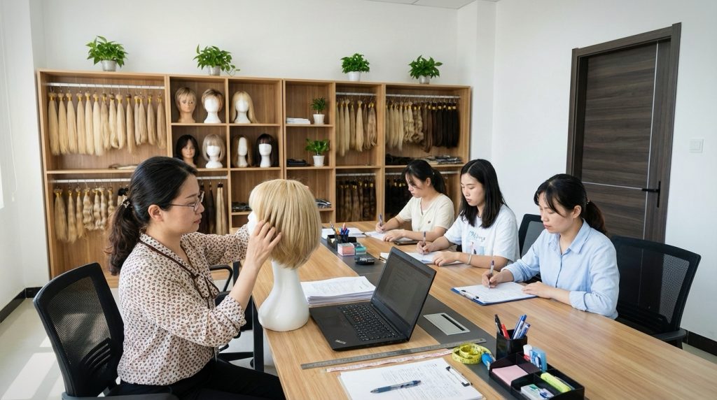 indreams hair factory technicians are researching the latest hair methods.
